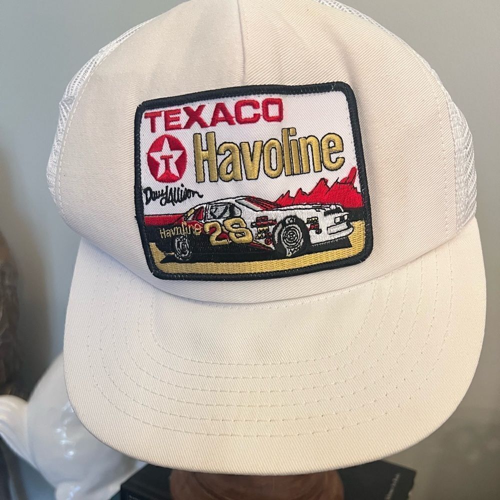 Vintage‎ Texaco Havoline Dave’s Allison #28 race car SnapBack mesh trucker hat.
